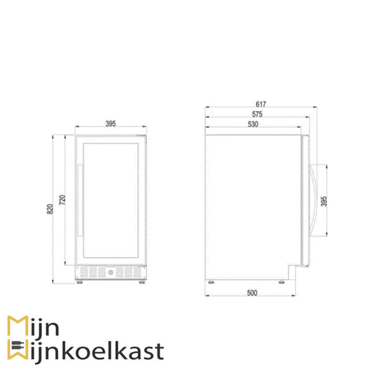 Inbouwtekening Dometic E28FG Wijnklimaatkast