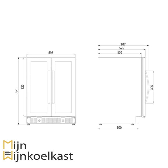 Inbouwtekening Dometic E40FG Wijnklimaatkast