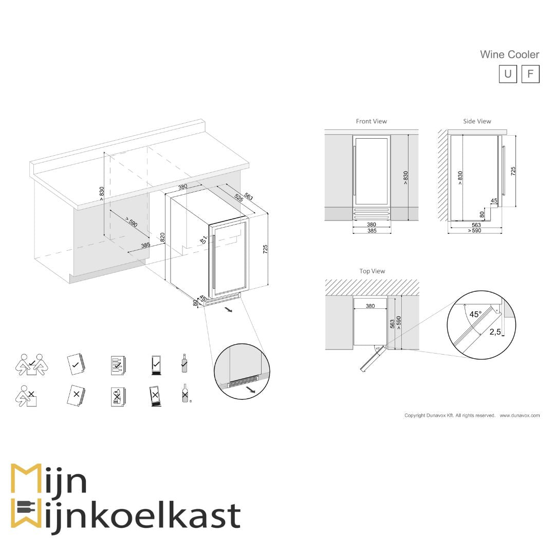 Dunavox Flow-32 Wijnklimaatkast | DAUF-32.83B | 1 Zone - Elite Wijnkoelkast