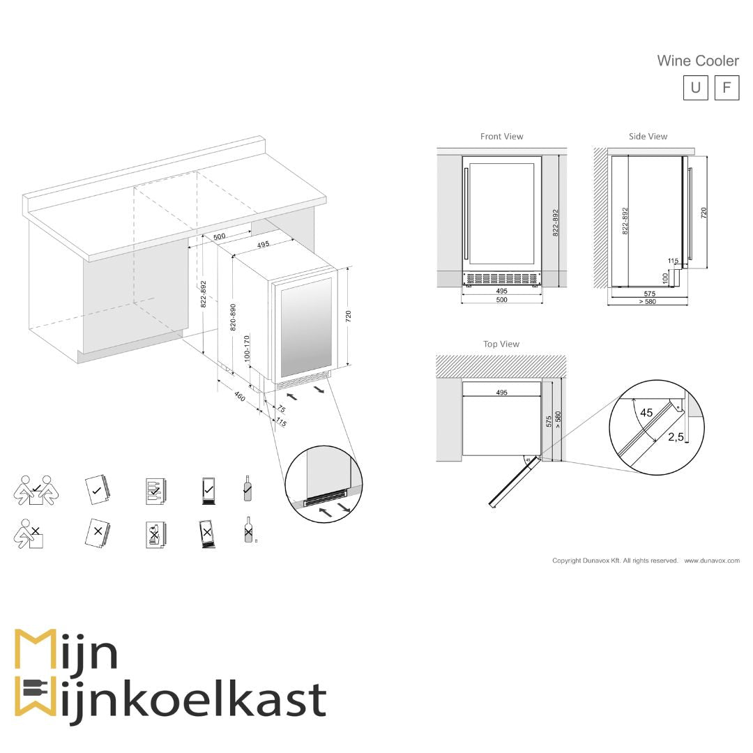 Dunavox Flow-38 Wijnklimaatkast | DAUF-38.100DOP.TO | 2 Zones - Elite Wijnkoelkast