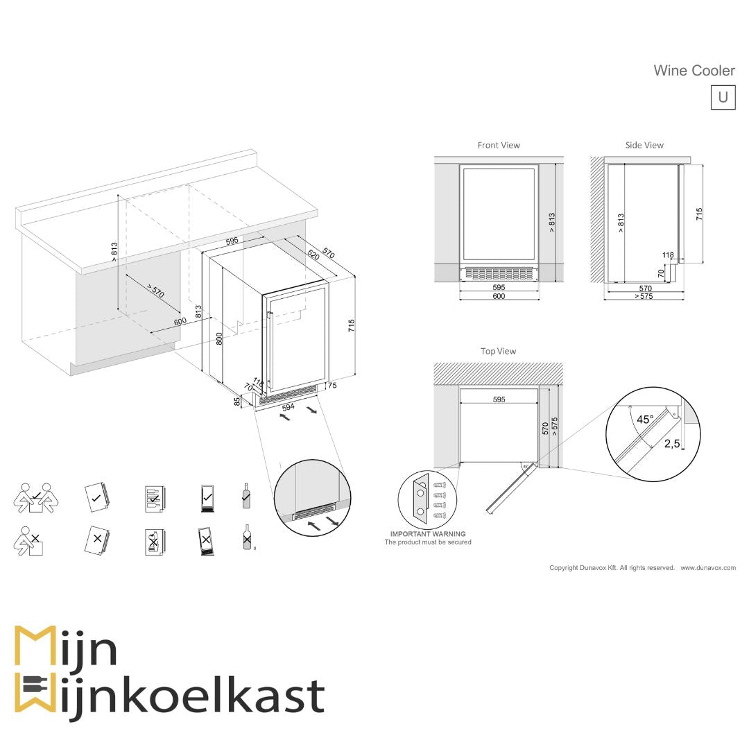 Dunavox Flow-40 Wijnklimaatkast | DAUF-40.138B | 1 Zone - Elite Wijnkoelkast