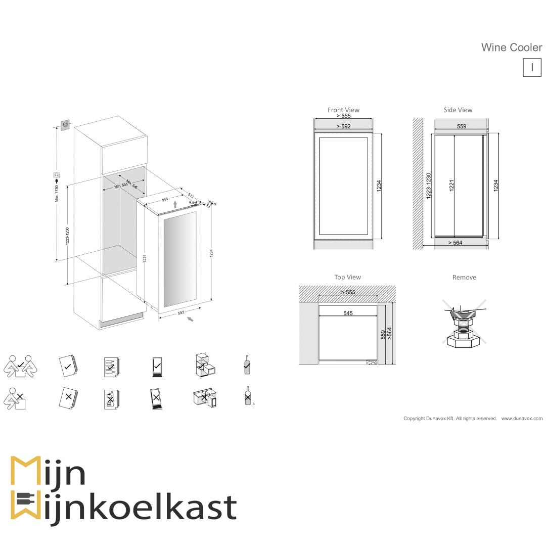 Dunavox Glance-72 Wijnklimaatkast | DAVG-72.185DOP.TO | 2 Zones - Elite Wijnkoelkast