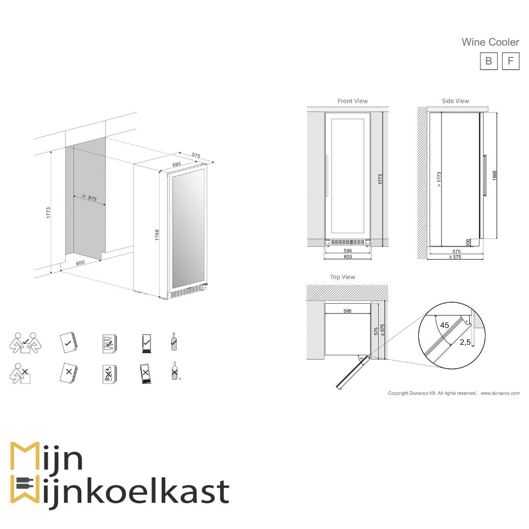 Dunavox Grande-123 Wijnklimaatkast | DX-123.338DB | 2 Zones - Elite Wijnkoelkast