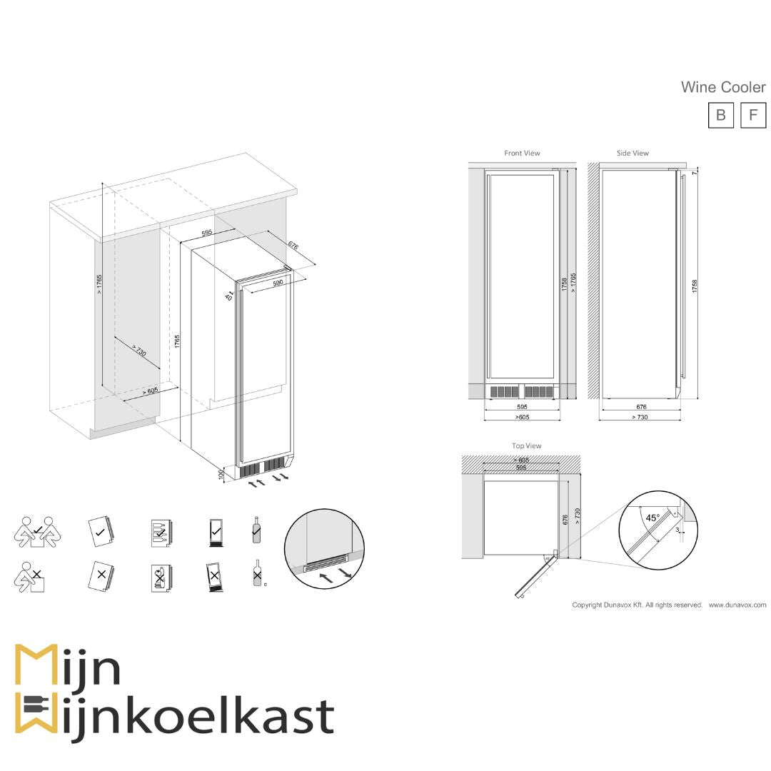 Dunavox Grande-166 Wijnklimaatkast | DX-166.428DBK | 2 Zones - Elite Wijnkoelkast