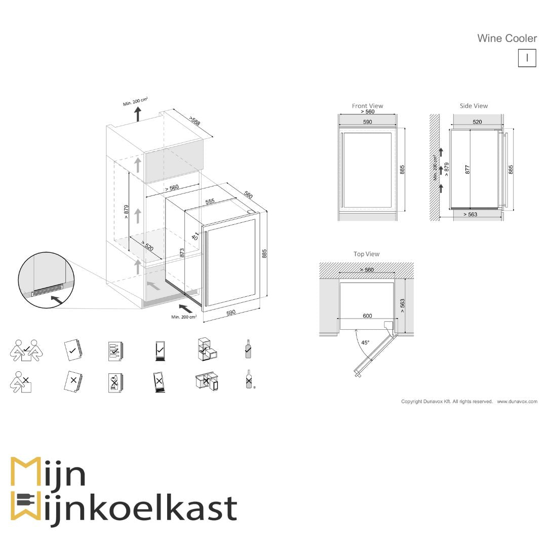 Inbouwtekening Dunavox Soul DAB 42.117DSS Wijnklimaatkast