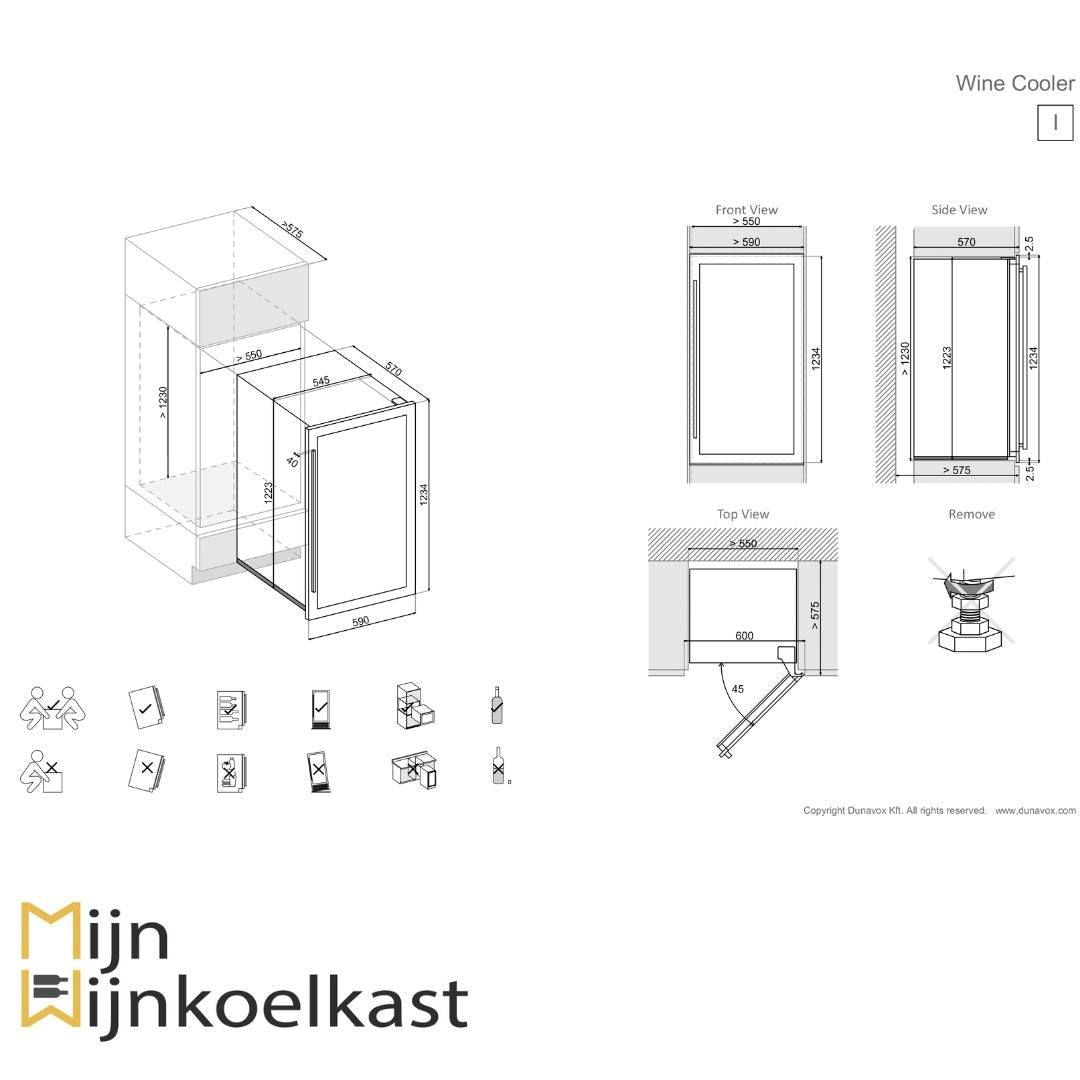 Inbouwtekening Dunavox Soul DAVS 72.185DSS Wijnklimaatkast