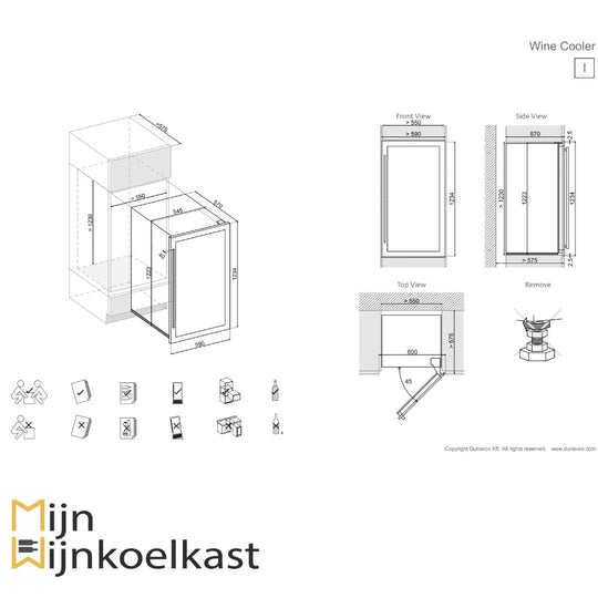 Inbouwtekening Dunavox Soul DAVS 72.185DSS Wijnklimaatkast