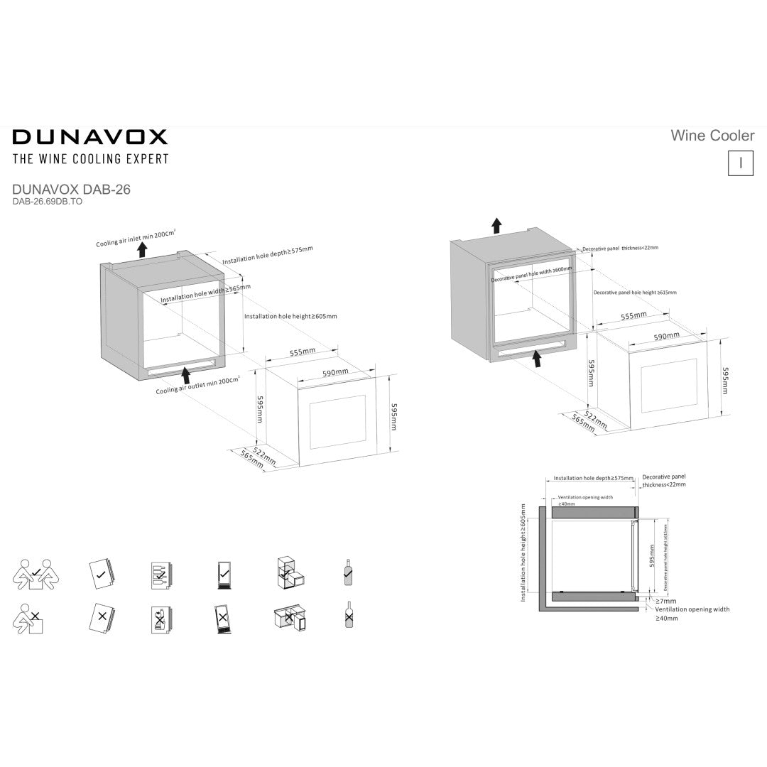 Dunavox DAB-26 Wijnklimaatkast | DAB-26.69DB.TO | 2 Zones