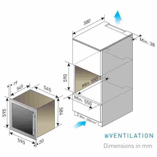 Le Chai Inbouw Wijnkoelkast | LB340 | 34 Flessen | 2 Zones - Mijn-Wijnkoelkast